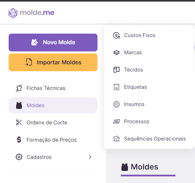 Cadastros da Molde.me 