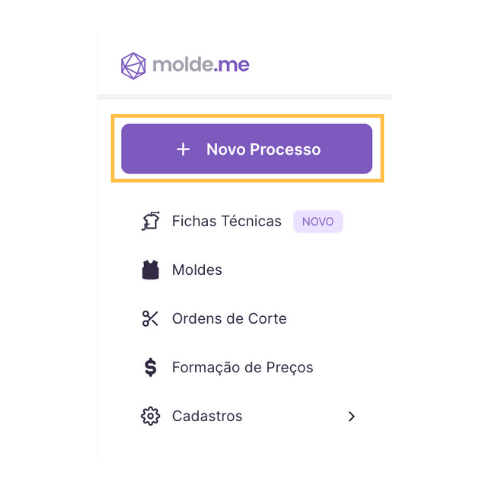 Cadastrando um novo processo na Molde.me