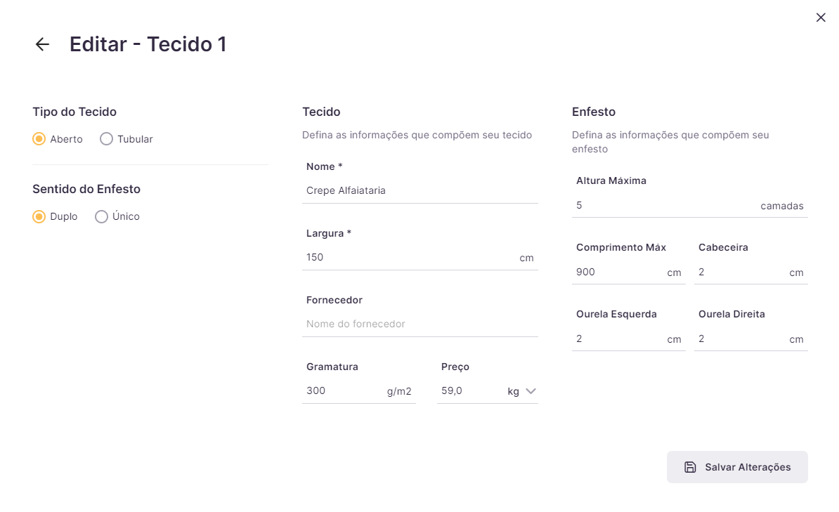 Iniciando uma nova ordem de corte nos tecidos da Molde.me