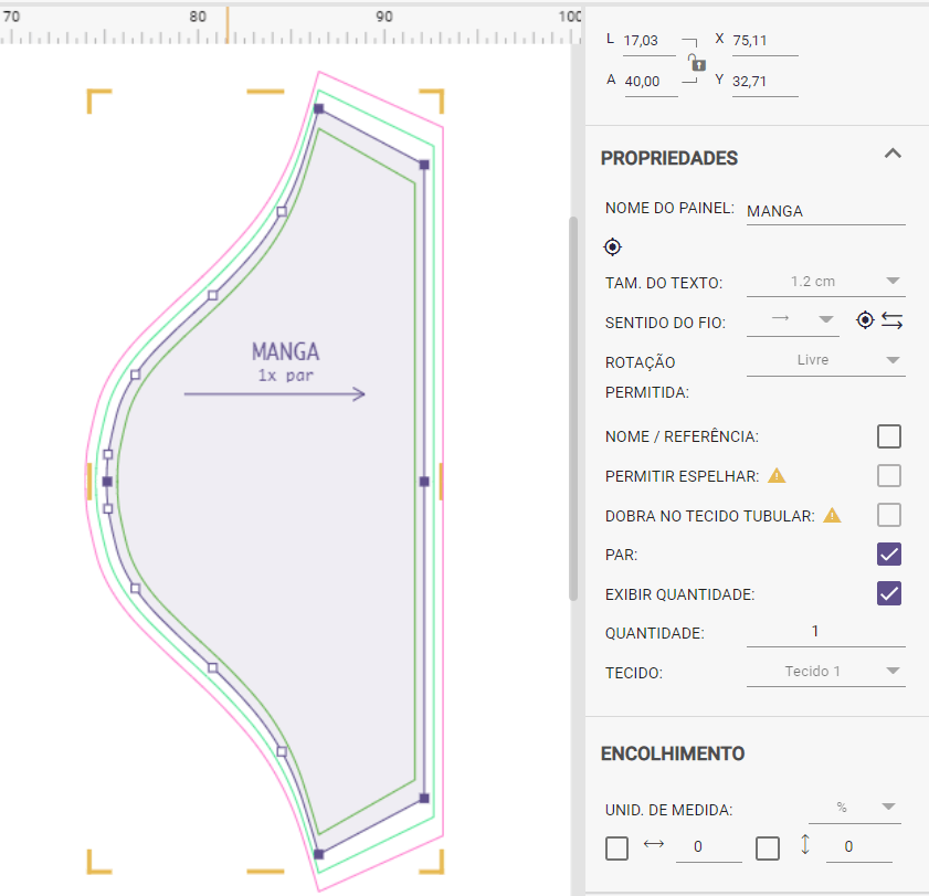 Selecionando a quantidade de corte do painel na Molde.me 