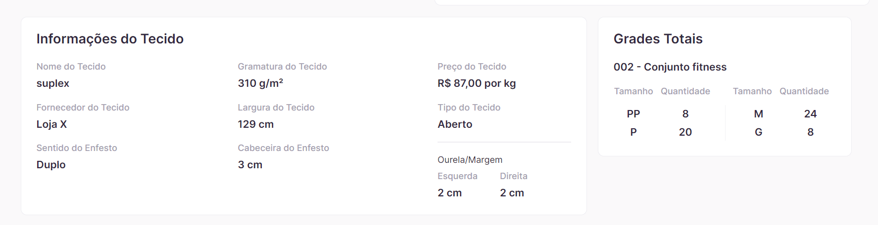 Informações do tecido na Molde.me 