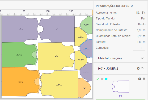 informações do enfesto de tecido da molde.me