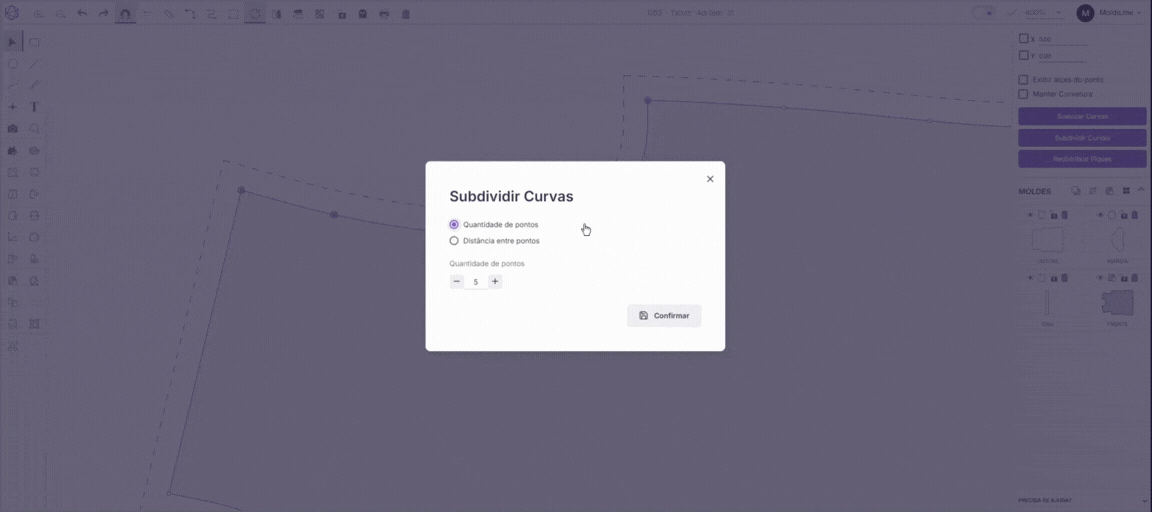 Quantidade de pontos.